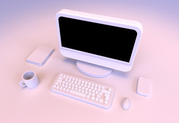 Digital Concept Toy Set Workspace 3d Illustration