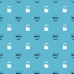 Set Lettering milk and Bottle with on seamless pattern. Vector