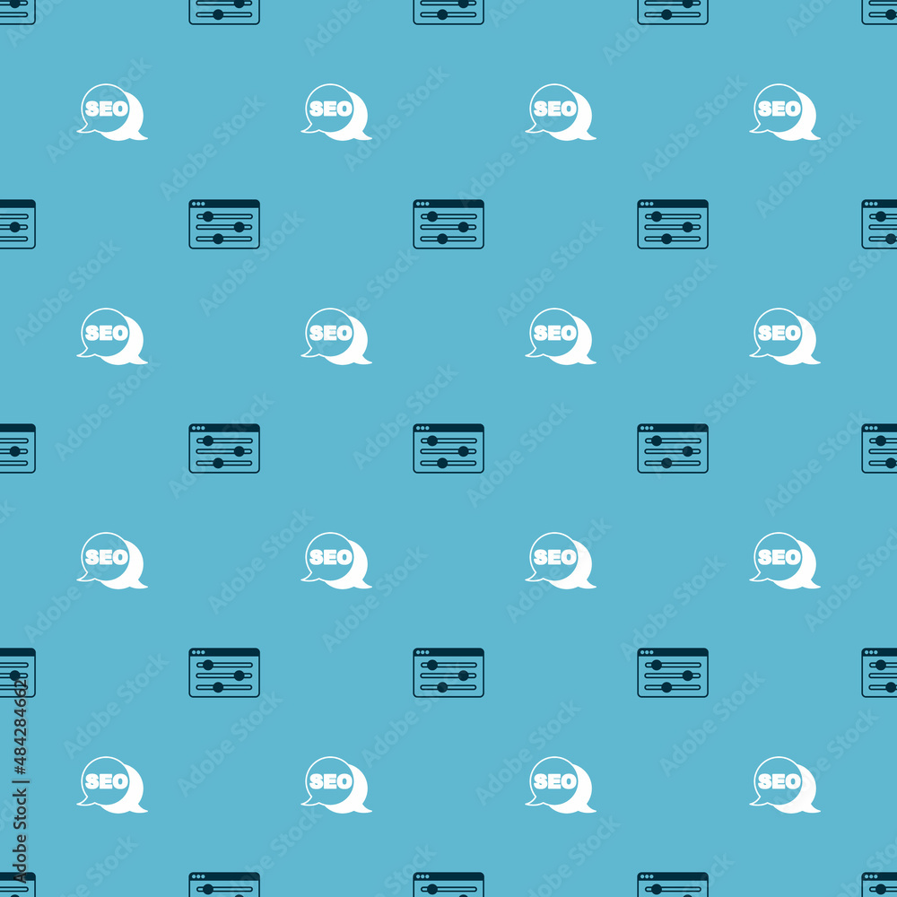 Poster set browser setting and seo optimization on seamless pattern. vector