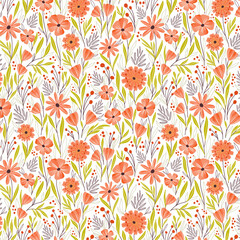 Orange Wild Lillies Flower Pattern