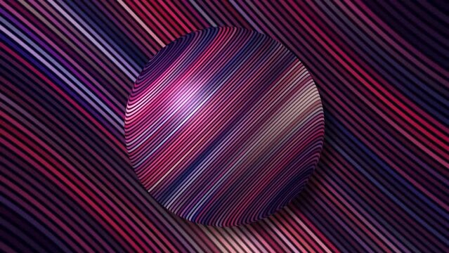Geometric shapes in abstraction. Motion. A bright circle of purple and a square of blue and green that shimmer with different shades and move.