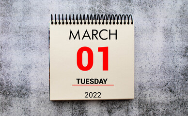 Obraz premium calendar on wooden cubes, 1 March, concept business