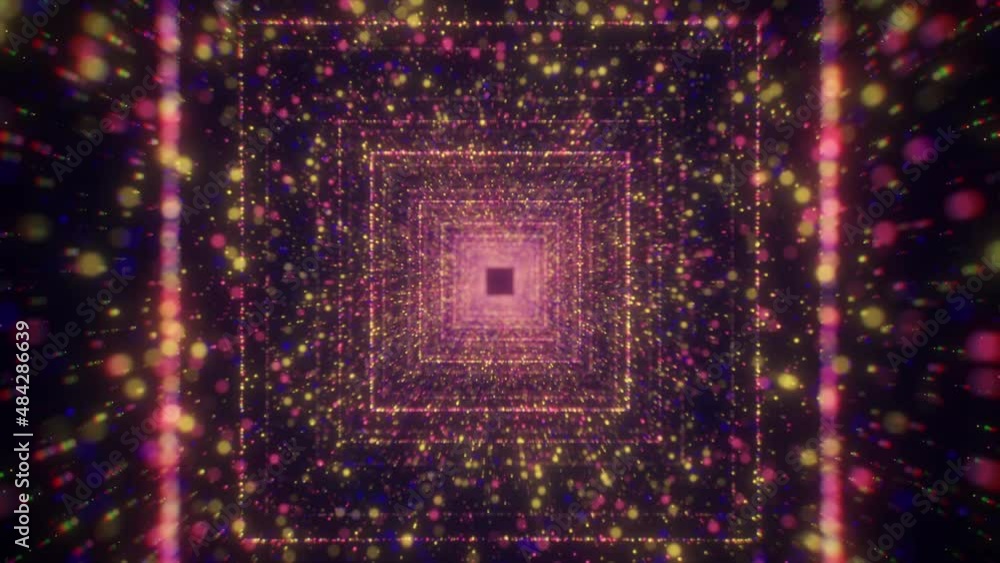Poster pink or purple shining corridor of shimmering space dust, seamless loop. motion. seamless loop infin