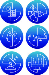 Set of vector linear technological icons