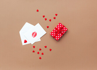 Valentines day concept. Mothers Day concept. Greetings card. Copy space. Flat lay, top view.