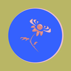 This is a vector image of a stylized pion flower on a medallion. This vector image can be an element of the blank for your loss, template, pictures, postcards, or a complete illustration.