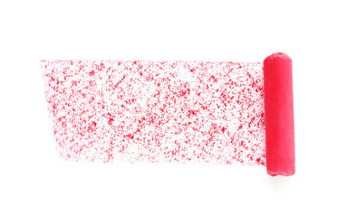 Bright pastel chalk on sheet of paper with scribble, top view. Drawing material