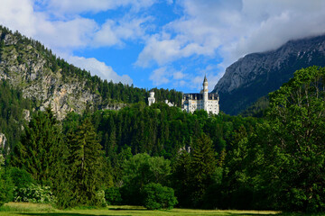 zamek w górach, krajobraz z zamkiem na skale, romantic castle on the hill in the forest	 - obrazy, fototapety, plakaty