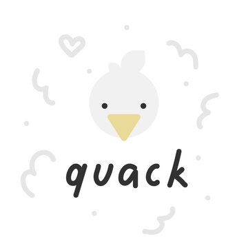 Vector illustration card, poster or postcard with goose and lettering word of goose sounds. 