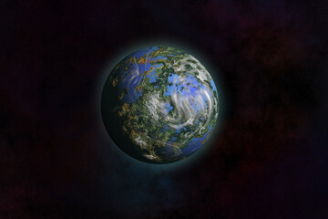 Obraz na płótnie Canvas Surreal Earth Like Alien Planet