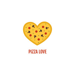 Pizza in the form of heart. Vector illustration.
