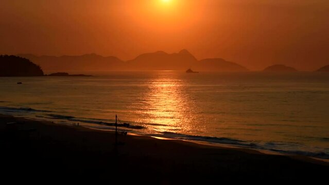 Sunrise at Copacabana Beach in Rio de Janeiro