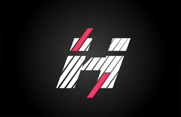 line design H alphabet letter icon logo design. Creative template for business and company with pink and white color