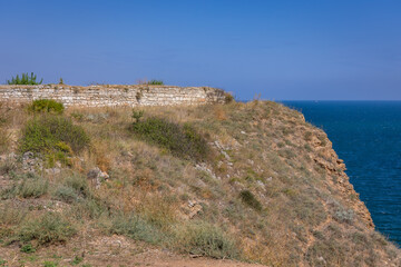 Fototapeta na wymiar Historic walls of Cape Kaliakra on Black Sea coast in Bulgaria