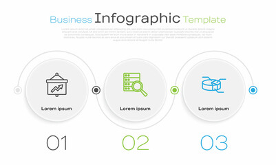 Set line Board with graph, Server and Pie chart infographic. Business infographic template. Vector