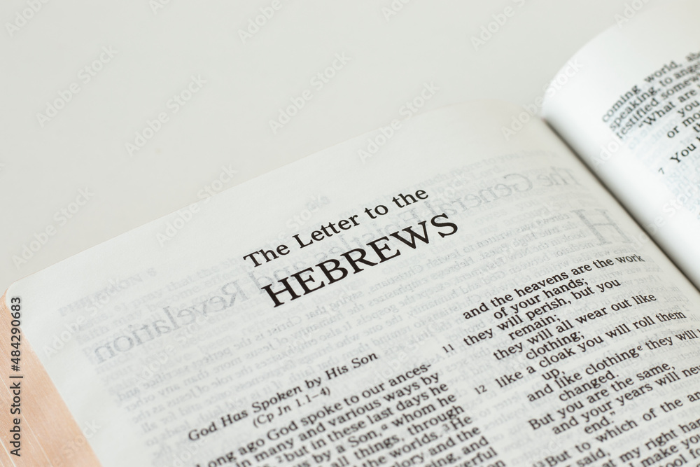 Wall mural hebrews bible book isolated on white background. a closeup. new testament scripture. studying the go - Wall murals
