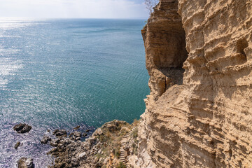 Fototapeta na wymiar Rocks over Black Sea seen from Cape Kaliakra in Bulgaria