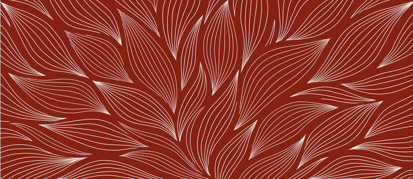 Luxury floral pattern with hand drawn leaves. Elegant astract background in minimalistic linear style.
