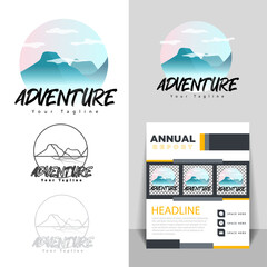Mountain illustration, outdoor adventure.