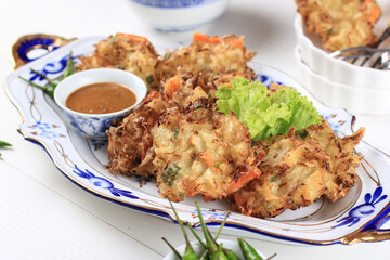 Popular Takjil for Breakfasting in Indonesia, Bala-Bala or Vegetable Fritters, Made from Flour Batter with Diced Carrot and Cabbage and Deep Fried