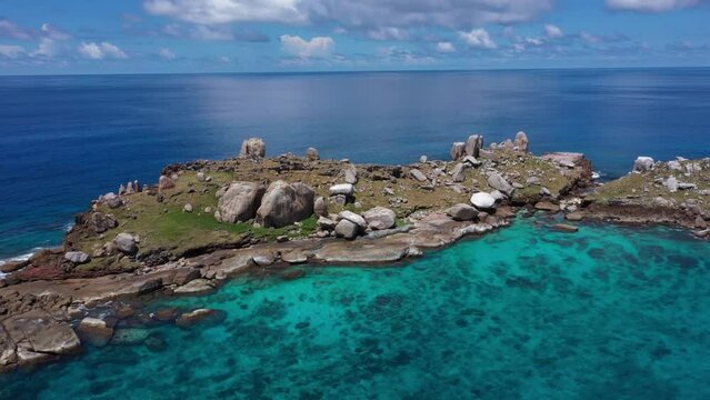 Aerial view of L'ilot Fregate, Seychelles.