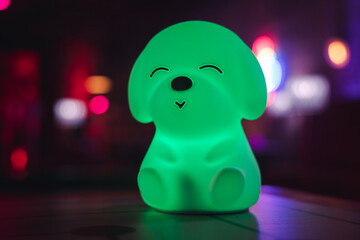 Cute doggy shaped lamp with green color led lights