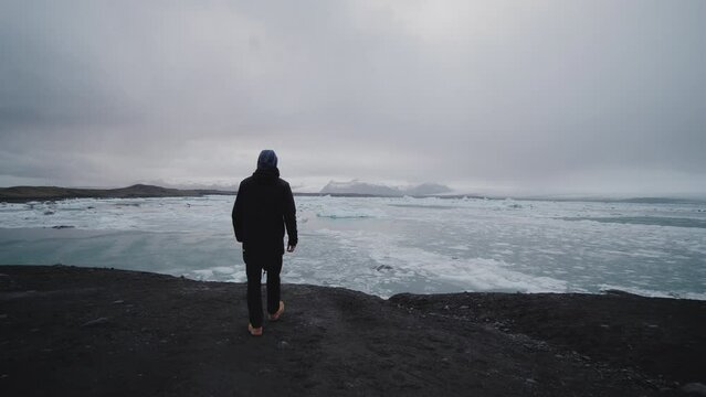 Person walking on the beach - Iceland