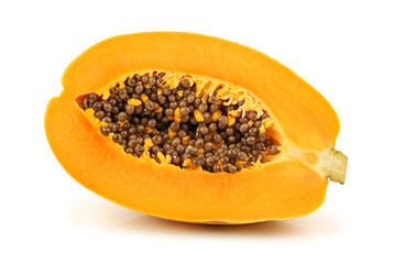 Papaya fruit sliced isolated on a white background