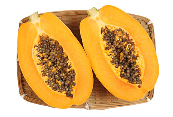 Papaya fruit sliced isolated on a white background