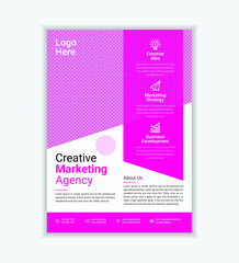 Pink business brochure flyer design layout template in A4 size.