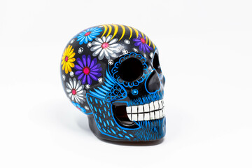 Traditional Mexican Patterned Ceramic Day of the Dead Skull