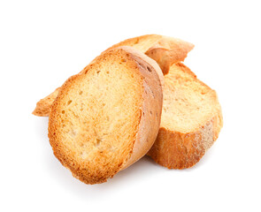 Fresh croutons isolated on white background