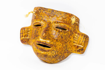 Traditional aztec ceramic face mask decorative