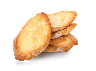 Fresh croutons isolated on white background