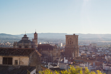 Vista panoramica ciudad de Granada desde mirador, España