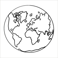 Vector illustration of a linear doodle 
map globe planet earth
Simple stylized drawing. 