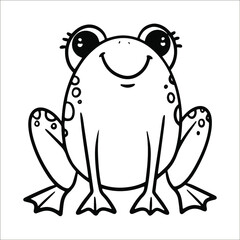 Vector illustration linear drawing doodle cute good frog simple stylized drawing. Children's character. 