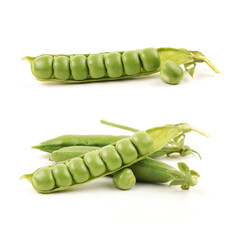 green peas isolated on white background