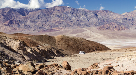 van camping in the desert