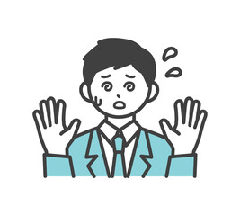 男性社員が焦っている表情のイラスト素材