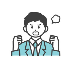 男性社員が怒っている表情のイラスト素材