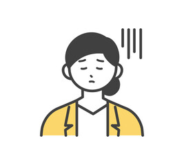 女性社員がどんよりしている表情のイラスト素材