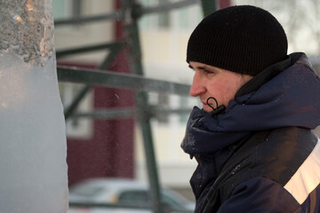 Portrait of a worker at a construction site