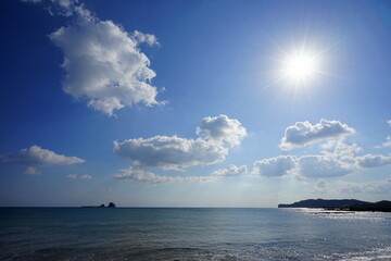 seascape with island and sun
