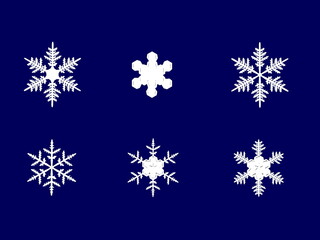 いろいろな形の雪の結晶