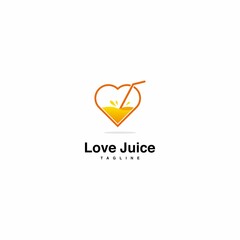 love juice logo design on isolated background. orange juice in love logo design icon template
