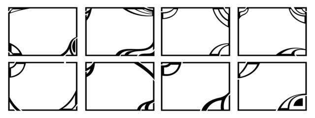 A set of eight designer frames. Frames of an unusual shape.