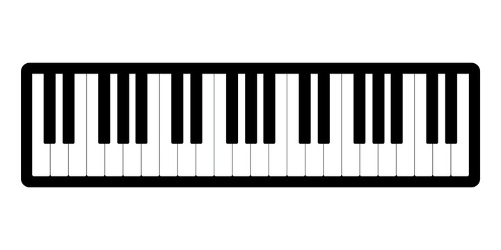 Piano keys sign. Flat symbol. Culture education. Music concept. Jazz poster. Line art. Vector illustration. Stock image. 