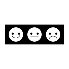 Happy, dissatisfied and sad face. Different emotion. Customer service. Outline symbol. Vector illustration. Stock image. 