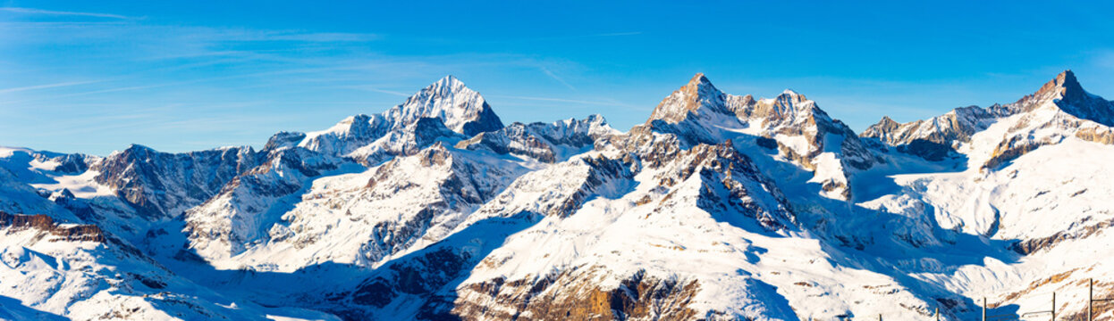 Panoramic view of Swiss Alps, Zermatt, Switzerland
